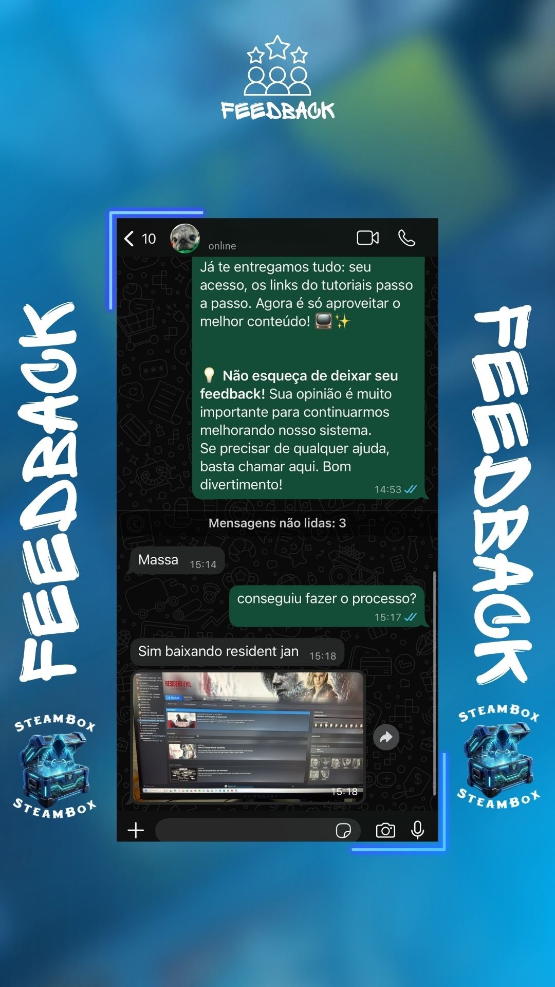Feedback de cliente da Steambox 1