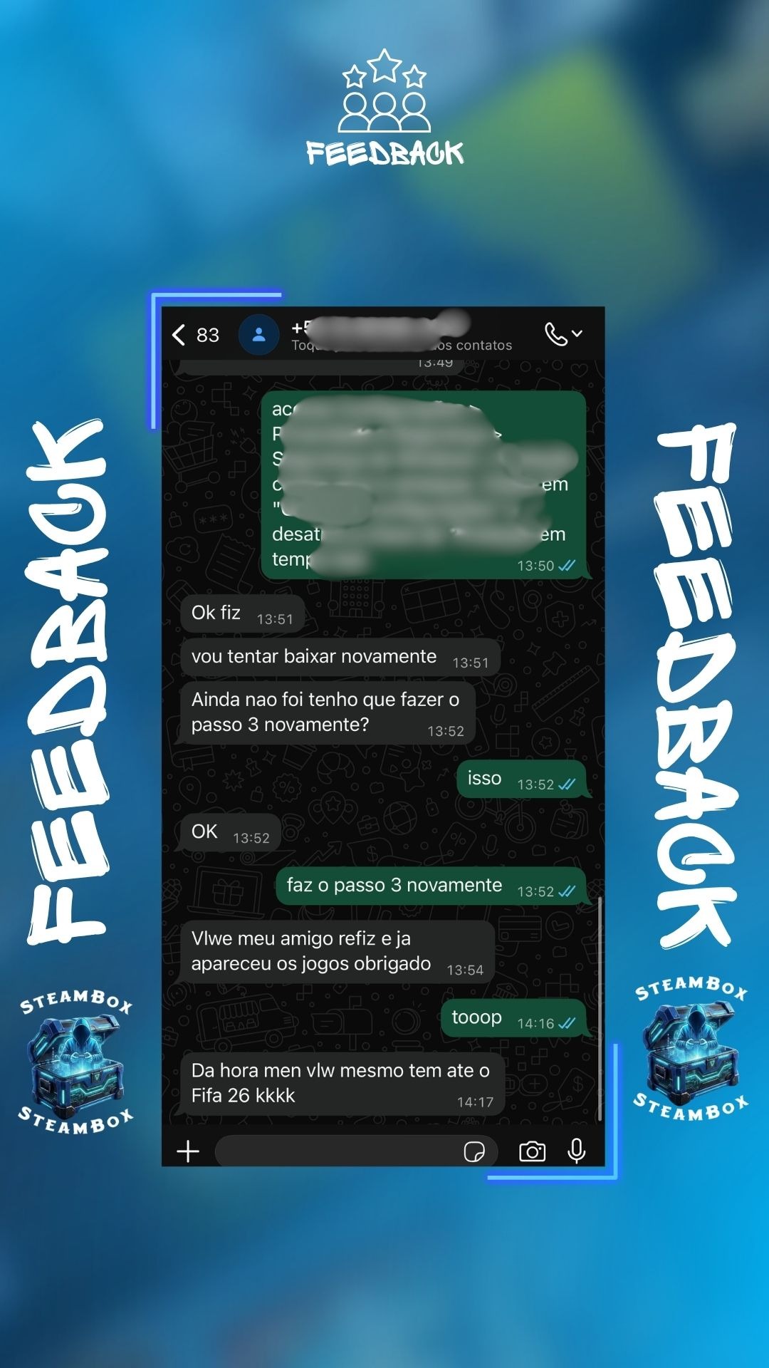 Feedback de cliente da Steambox 3
