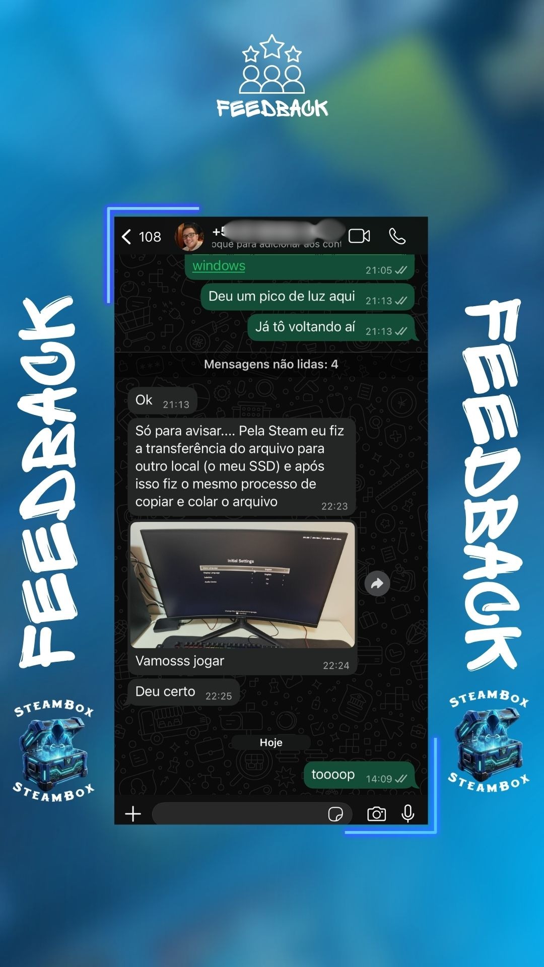 Feedback de cliente da Steambox 4