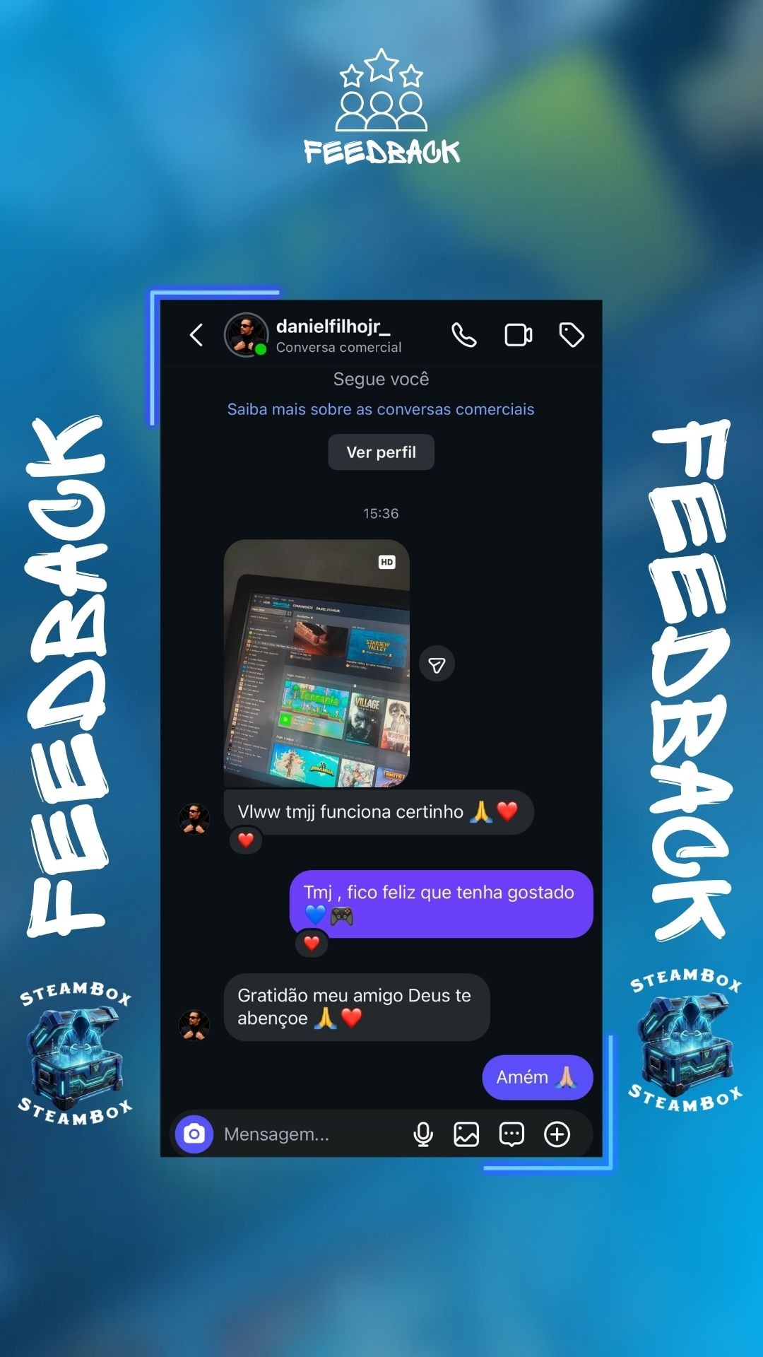 Feedback de cliente da Steambox 5