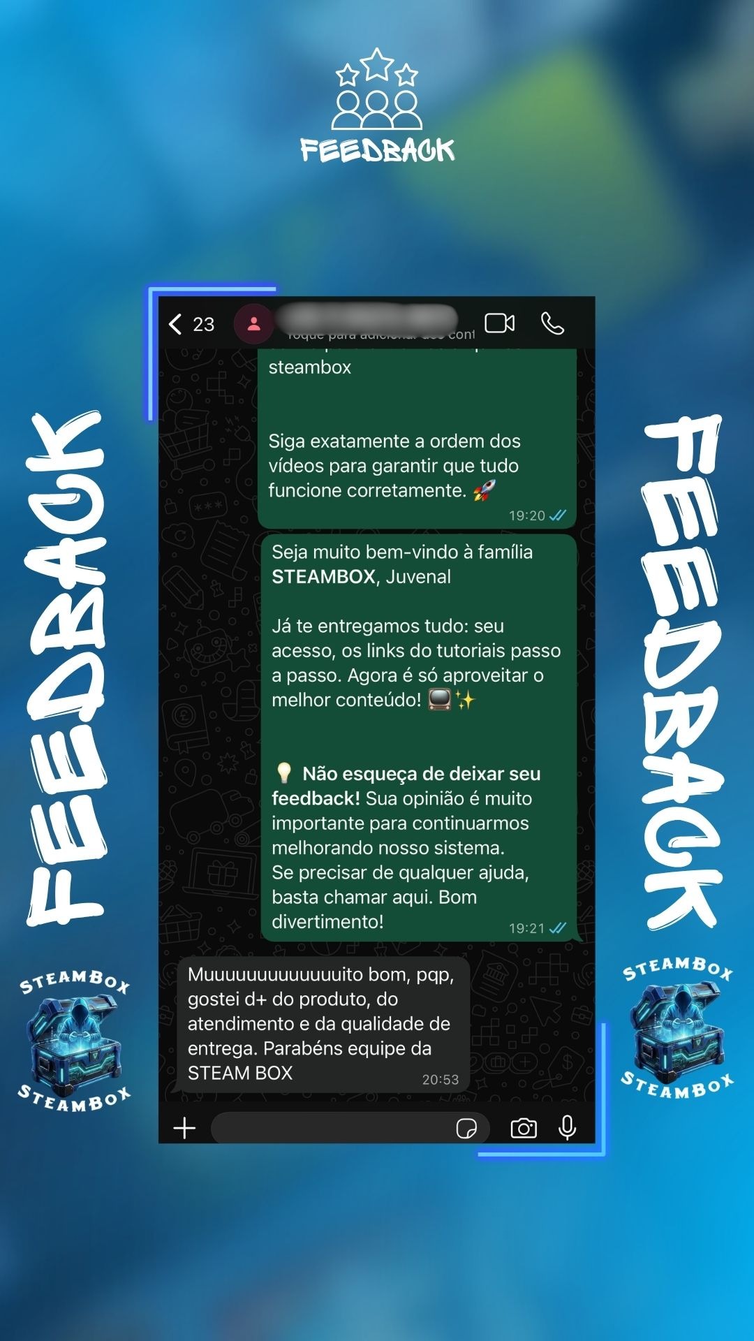 Feedback de cliente da Steambox 7